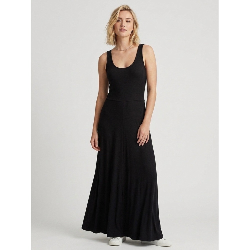 Marine Layer Black Ribbed Tencel Modal Maxi Dress Spring 2022 Style 14355 Mens M